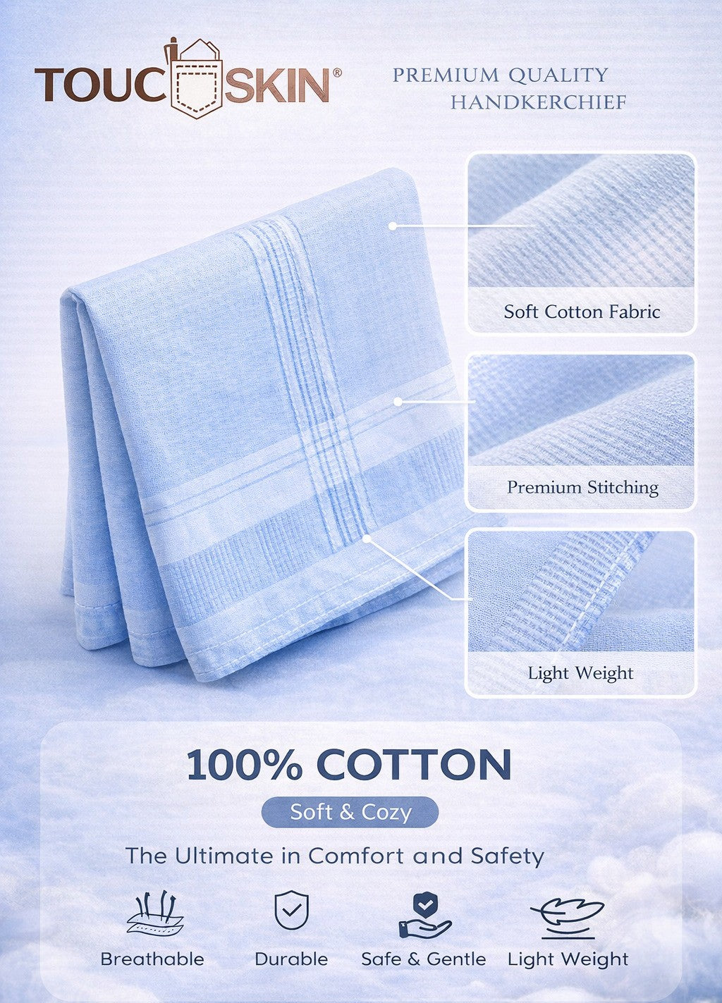 Finn Premium 100% Combed Cotton Handkerchiefs